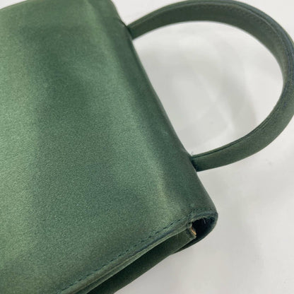 Gucci Horsebit Night Super Mini Green Satin Top Handle Bag with Strap