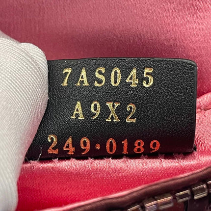 Fendi Nano Baguette Charm Red Sequins Satin Interior Chain Strap