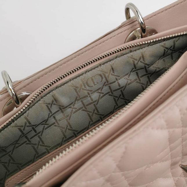 Sold Lady Dior 2012 Large Bag Pink Lambskin Cannage Leather