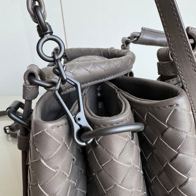 Bottega Veneta Roma Handbag Bag Intrecciato Nappa Leather Grey Mini 25cm