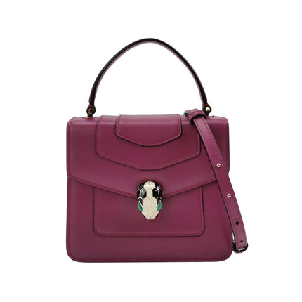 Bvlgari Serpenti Forever Small Leather Top Handle Crossbody Bag Pink-Luxbags