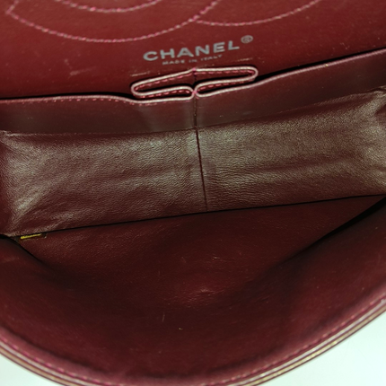 Chanel 2.55 Jumbo Double Flap Burgundy Patent Leather Silver HW 2010