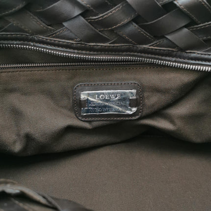 Loewe Amazona 44 in Brown Intrecciato Woven Calfskin Leather Travel Bag