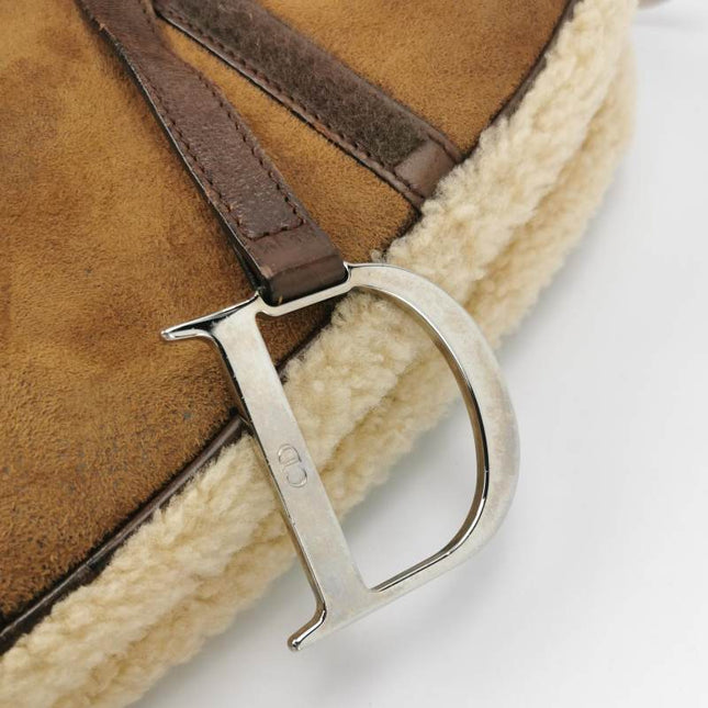 Sold Dior Saddle Vintage Shoulder Bag Shearling Brown and While
