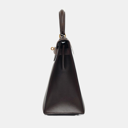 Hermès Kelly 28 Vintage Sellier Dark Brown Epsom Leather Gold Hardware 1990