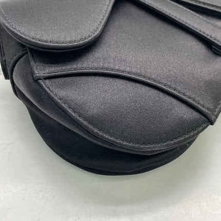 Dior Saddle Mini Silk Handbag Black with crystals
