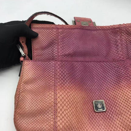 FENDI Baguette Vintage Purple Python-skin Leather Shoulder Bag