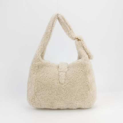 Gucci Jackie 1961 White Fluffy Shearling Bag Small
