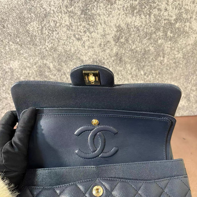 Chanel Classic Flap Small Navy Caviar Leather Gold Hardware, 2021