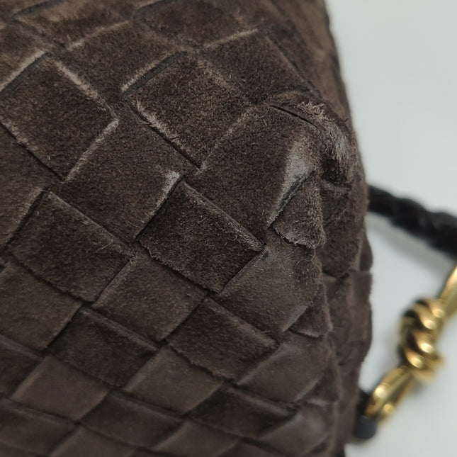 Bottega Veneta Andiamo Medium Dark Brown Suede Handbag