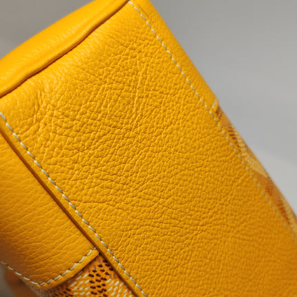 Goyard Saigon Mini Yellow Canvas and Leather Wooden Top Handle Crossbody Bag