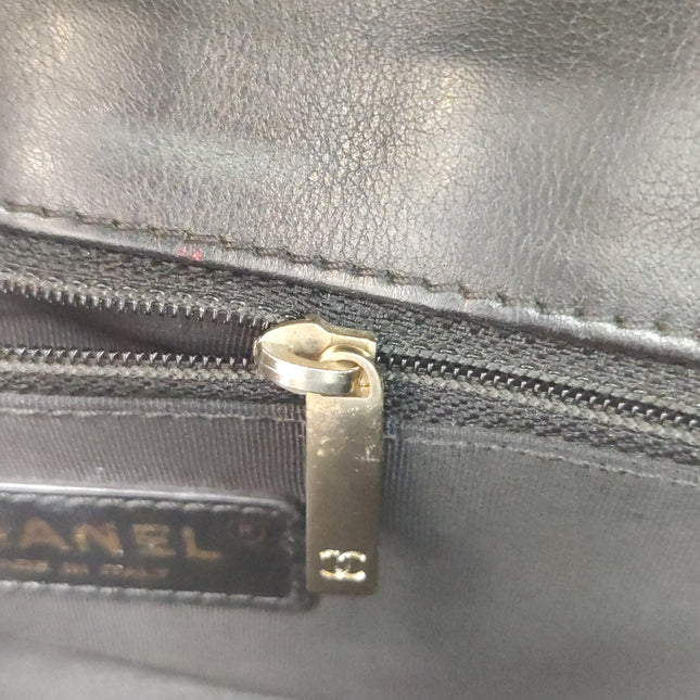 Chanel Classic Flap Bag Calfskin Leather 2014 Medium Nude Pink with Black Trim