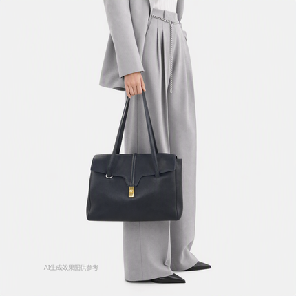 Celine Soft 16 Bag Large Black Grained Calfskin Leather