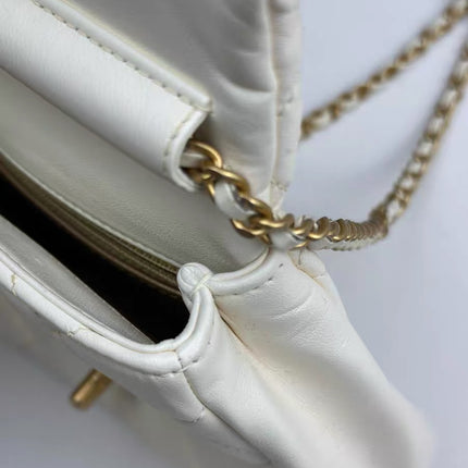 Chanel White Quilted Lambskin Double Side Pack Bags Aged Gold Hardware 2019