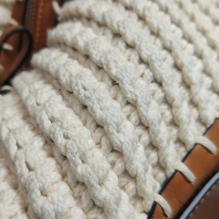 Loewe Hammock Small Brown Leather Knit Top Handle Crossbody Bag