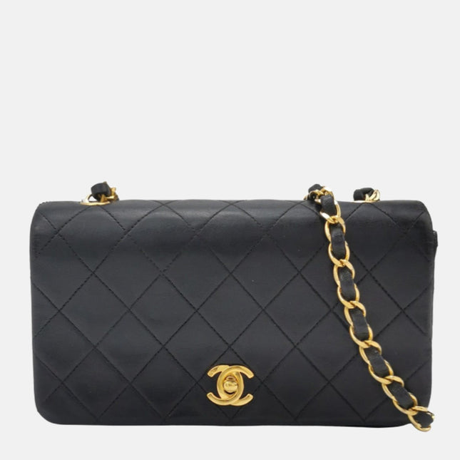 Chanel Classic Flap Vintage 1989-1991 Black Lambskin Leather with 24k Gold Hardware-Luxbags