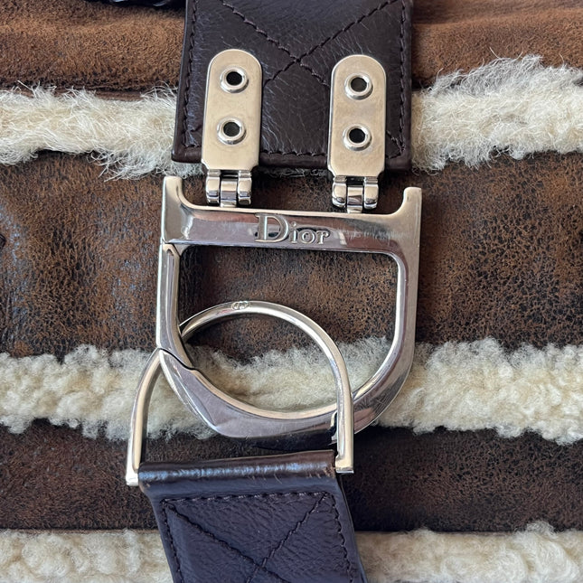 Dior Flight Medium Shoulder Bag Tan Brown Shearling