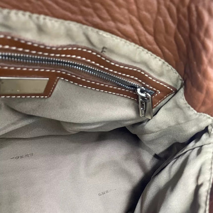 Fendi Mamma Forever Baguette Selleria Brown Calfskin Leather Silver Hardware