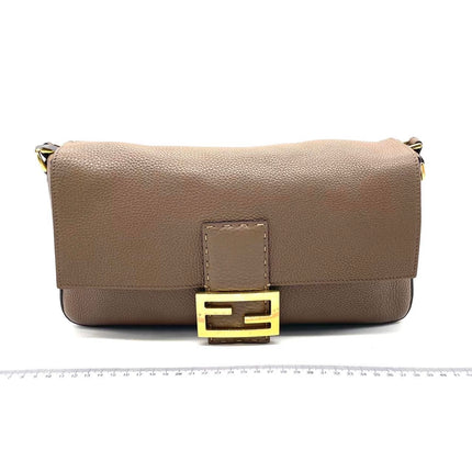 Fendi Baguette Selleria Calfskin Leather Crossbody Bag Large Brown