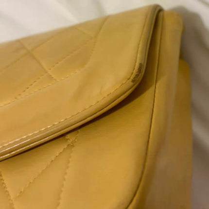 Chanel Diana CC Flap Bag Small Vintage Yellow Lambskin Leather with 24k Gold HW, 1991-1994
