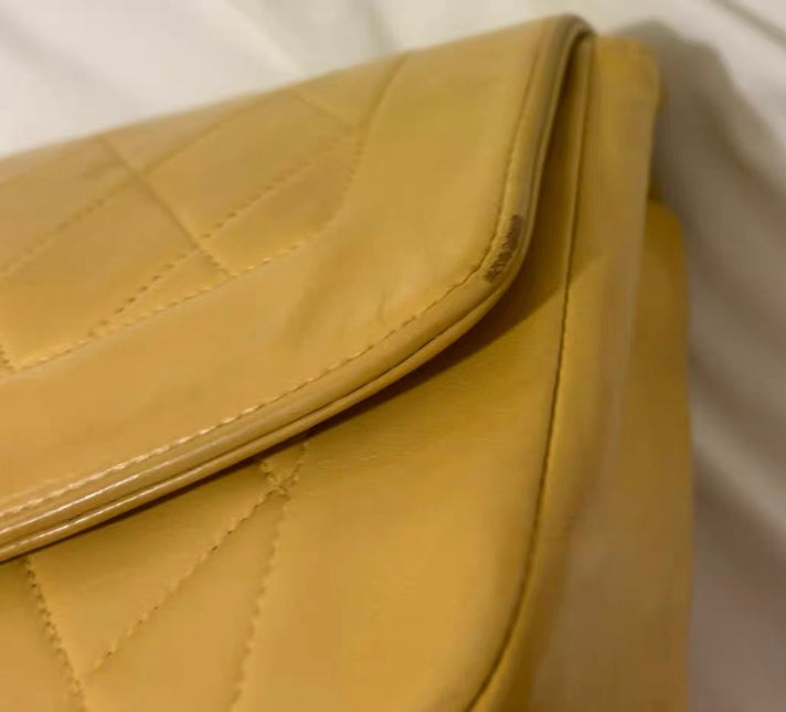 Chanel Diana CC Flap Bag Small Vintage Yellow Lambskin Leather with 24k Gold HW, 1991-1994