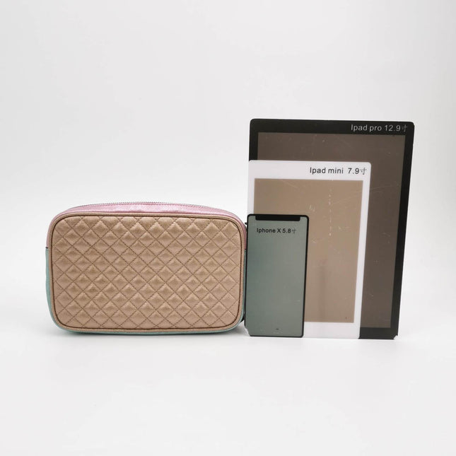 Sold Gucci Pink Teal Mini Metallic Laminated Trapuntata Leather Horsebit Clutch