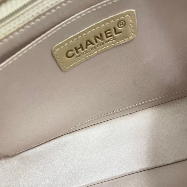 Chanel Beige Canvas Ice Cube Classic Flap 2000-2002 Travel Line Shoulder Bag