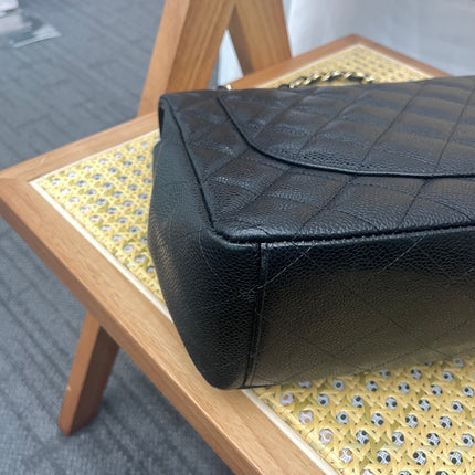 Chanel Classic Flap Maxi 2011 Black Caviar Leather Double Flap with Gold Hardware