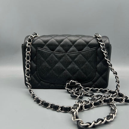 Chanel Classic Flap Mini Black Caviar Silver Hardware 2017-18