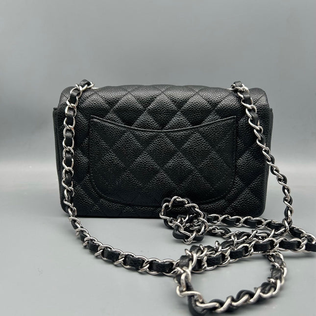 Chanel Classic Flap Mini Black Caviar Silver Hardware 2017-18