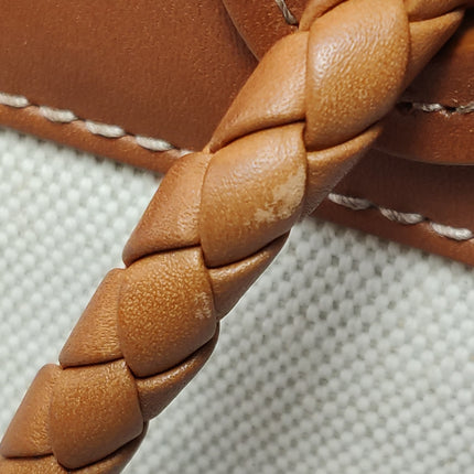 Bottega Veneta Small Andiamo Tan Brown Leather and Beige Canvas Handbag