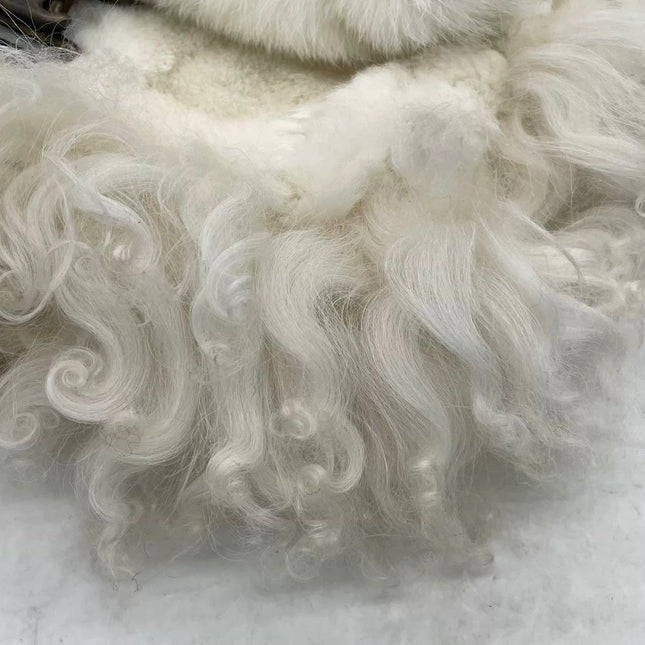 Fendi White Fur FF Logo Flap Shoulder Bag