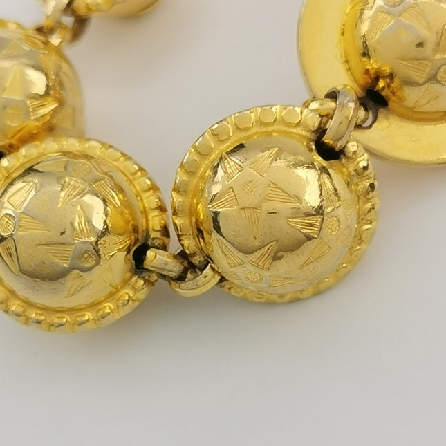 Celine 1990s Gold-tone Triomphe Planet Link Charm Bracelet