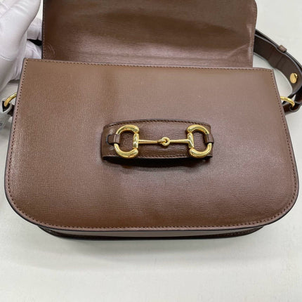 Gucci 1955 Horsebit Shoulder Bag Caramel Brown Small Leather