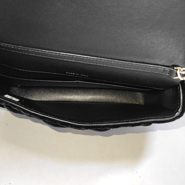 Chanel Mini Flap Black Velvet Gem Studded Silver Hardware Microchip