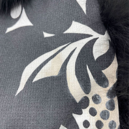 Fendi Baguette Black Print Fabric and Furry Shoulder Bag