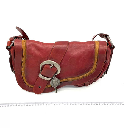 Dior Vintage Gaucho Large Red Leather Crossbody Bag