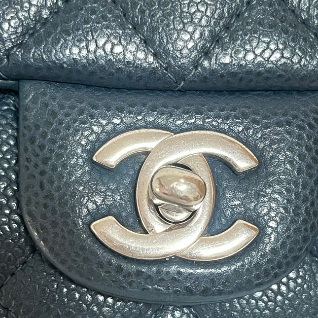 Chanel Classic Flap Rectangular Mini Navy Caviar Leather Silver Hardware 2015-16