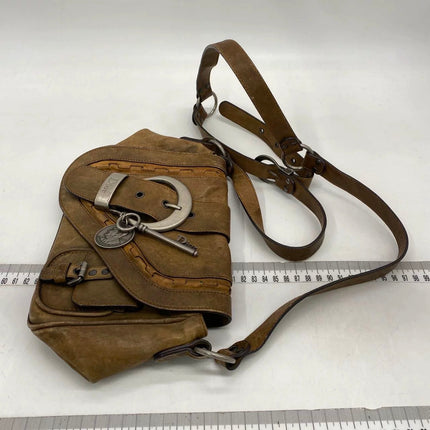 Dior Vintage Gaucho Mini Brown Leather Crossbody Bag 2006