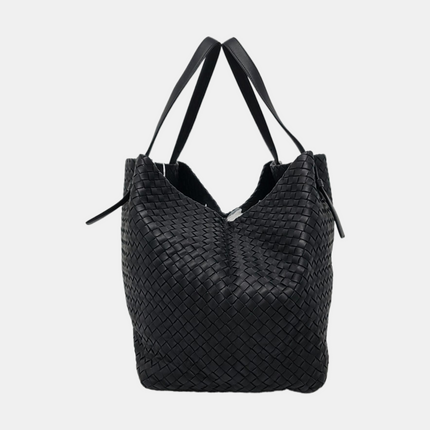 Bottega Veneta Cesta Shopper Tote Intrecciato Black Leather Large 50cm
