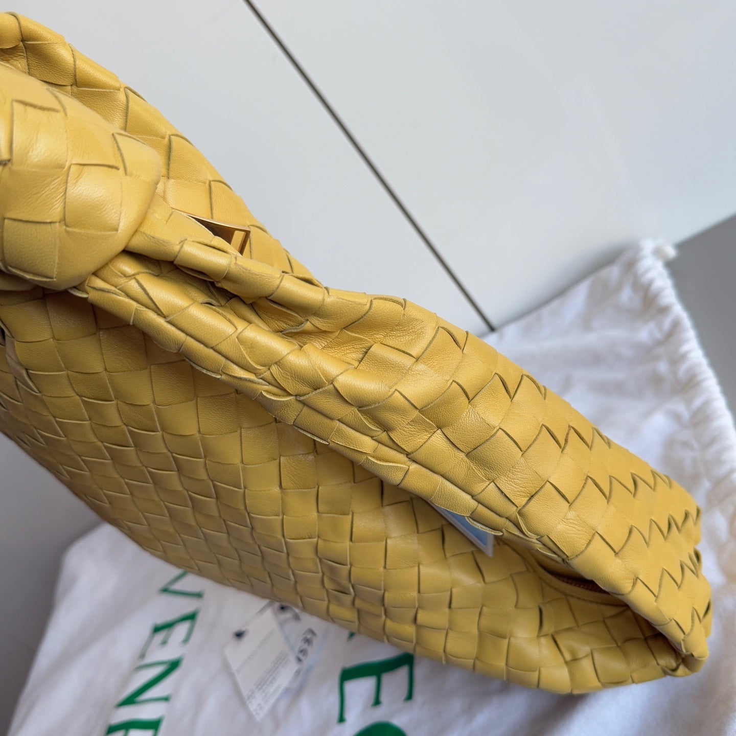 Bottega Veneta Jodie Small Yellow Lambskin Leather