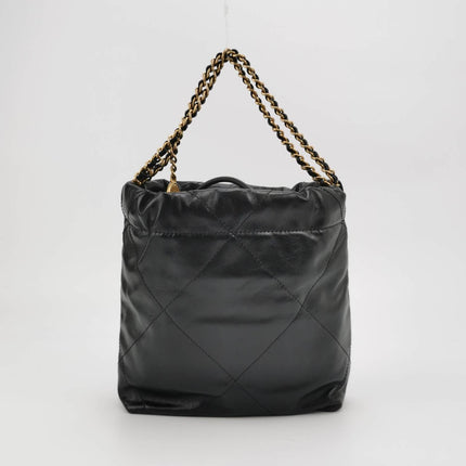 Sold Chanel 22 Hobo Bag Mini Shiny Calfskin Leather Black with Gold-tone Hardware