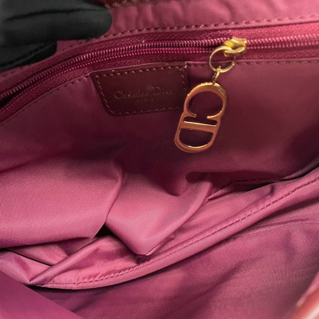 Dior Saddle Vintage Medium Red Burgundy Monogram Oblique Shoulder Bag 2002