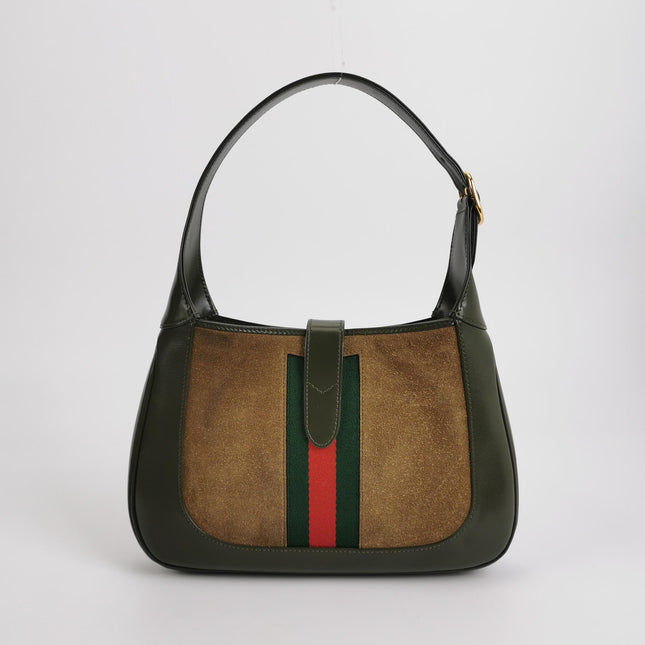 Gucci Jackie 1961 Small Olive Green Suede and Leather Bag