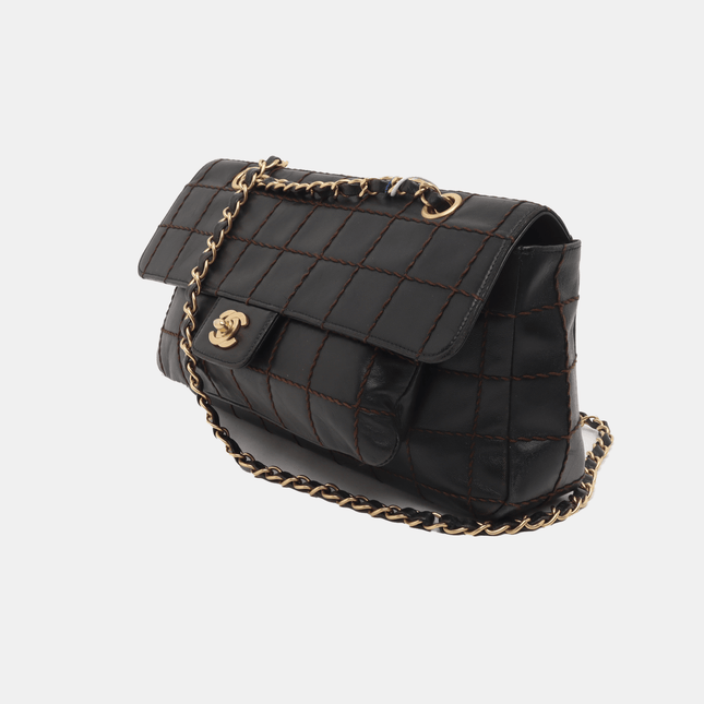 Chanel Chocolate Bar Black Flap Bag Gold Hardware, 2002-2003