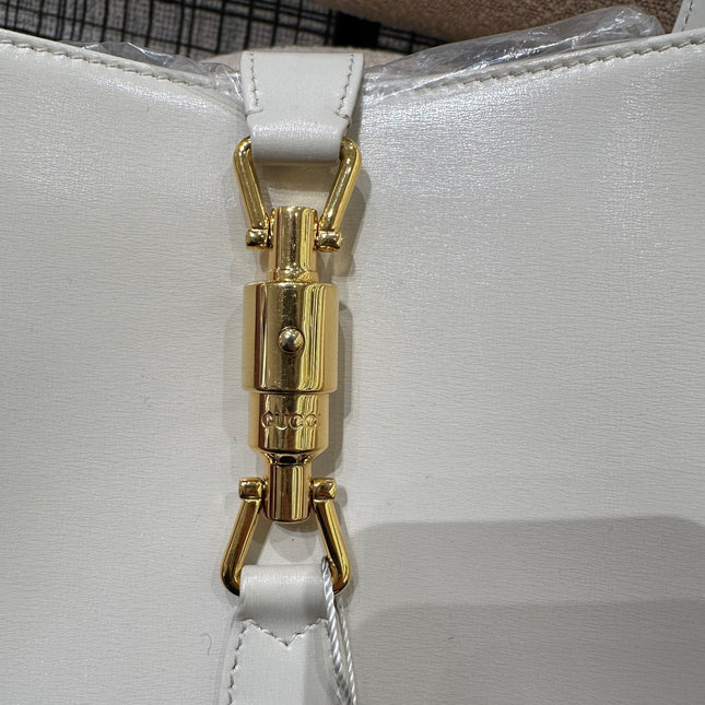 Gucci Jackie 1961 White Leather Bag with Adjustable Strap Size Small