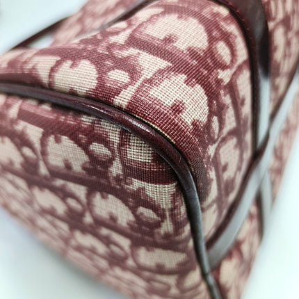 Christian Dior Trotter Boston Cloth Oblique Medium Red Handbag