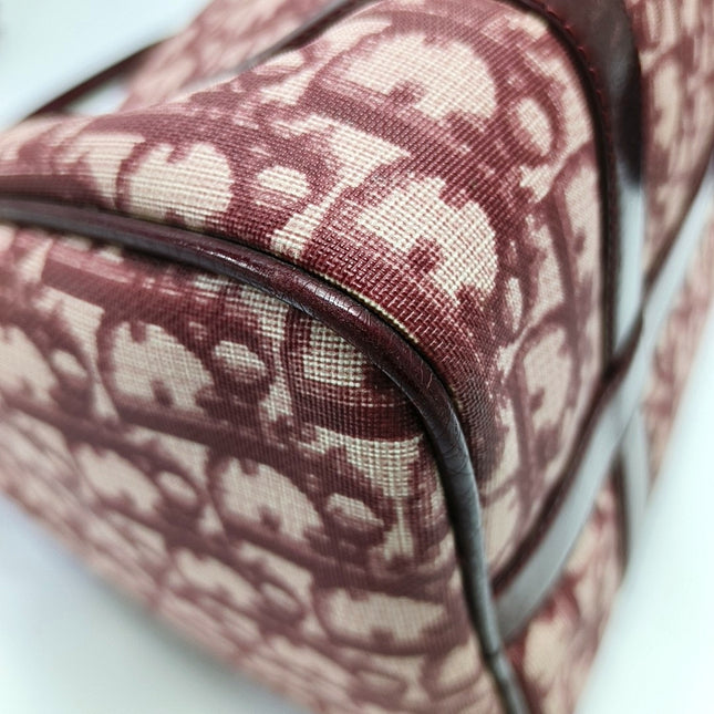 Christian Dior Trotter Boston Cloth Oblique Medium Red Handbag