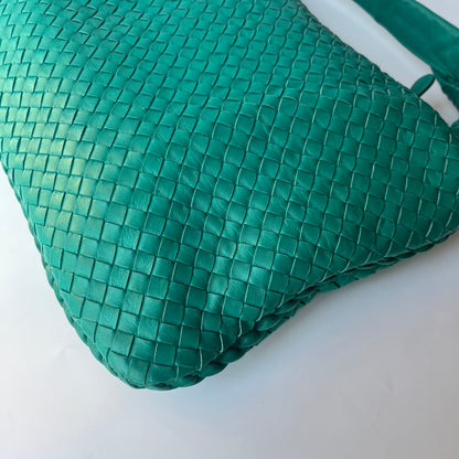 Bottega Veneta Veneta Hobo Teal Green 45cm Lambskin Leather