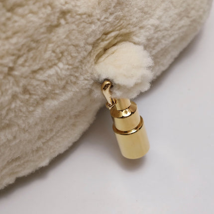Gucci Jackie 1961 White Fluffy Shearling Bag Small